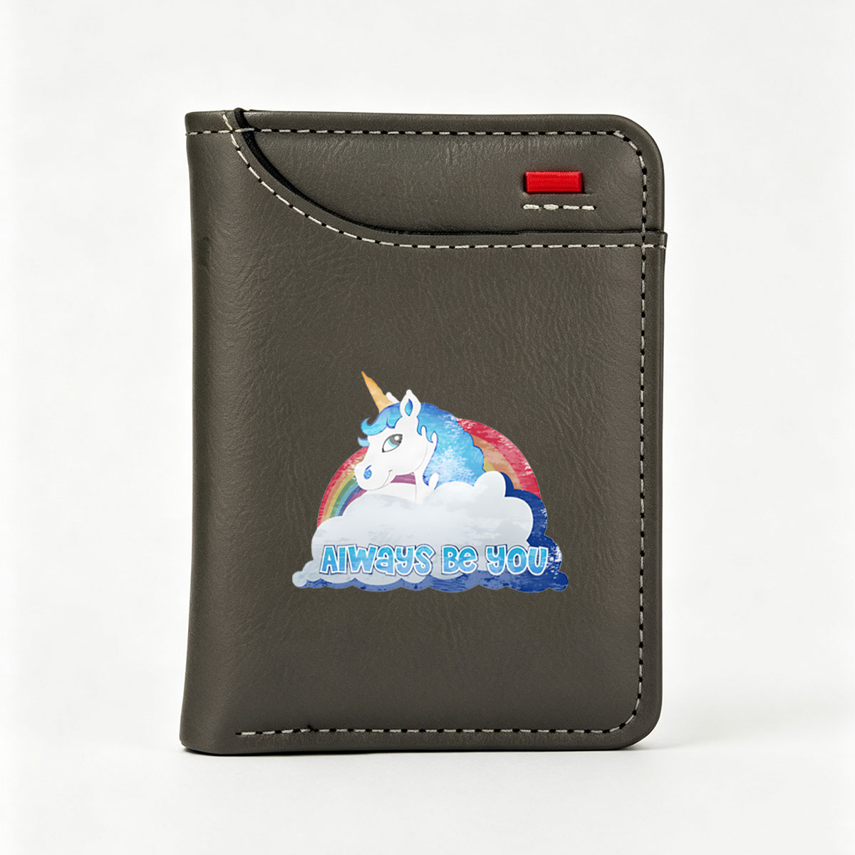 Unicorn with Rainbow and Cloud: Always Be You - Vertical Style Wallet