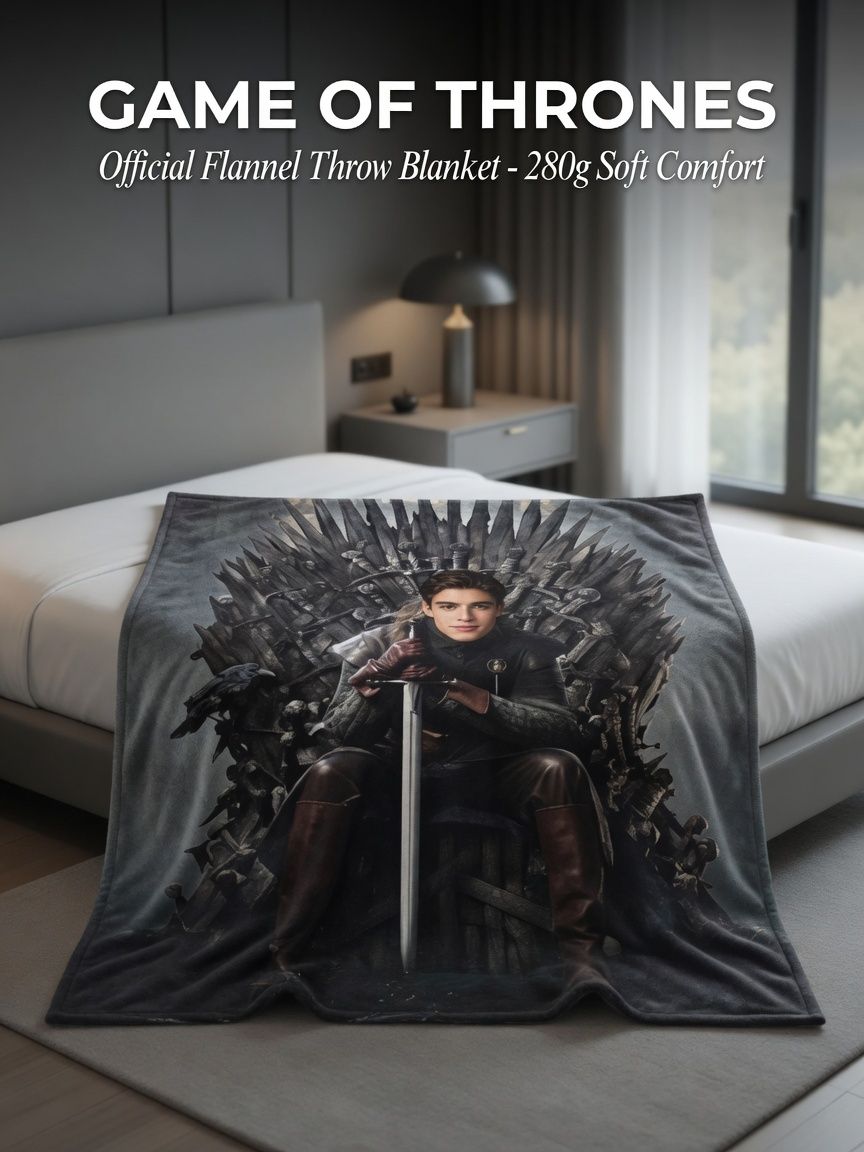 Personalized Custom Face Photo Blanket Ultra Soft Flannel Throw for Bed Sofa and Travel Fantasy Throne Gift
