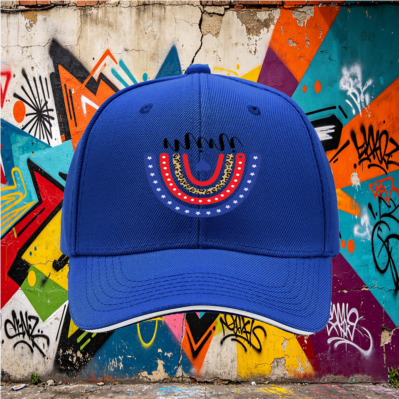 Unisex Classic Sandwich Hat with Patriotic Rainbow Leopard Print Design | Casual Outdoor Sun Protection Cap for Adults and Teens | Perfect for Beach, Travel, and Daily Wear