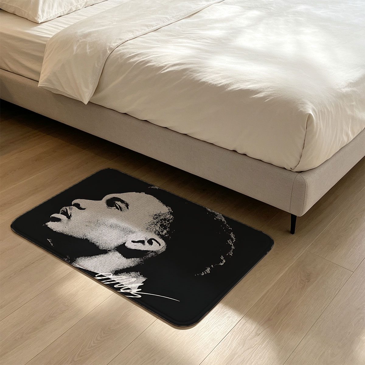 J. Cole Portrait in Halftone Style - Flannel floor mat