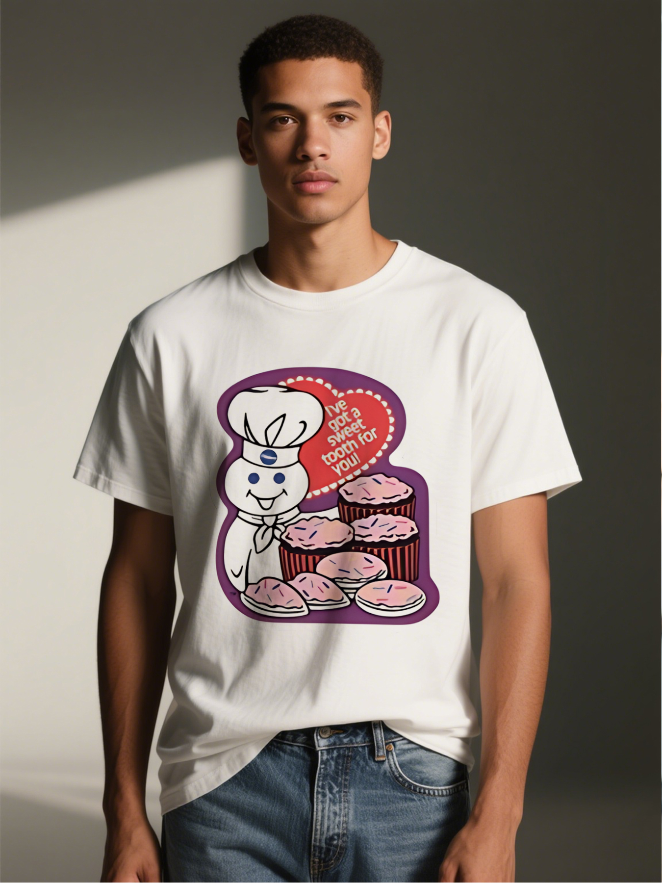 Men's Printed T-Shirt with Chef Cookie and Cupcakes 