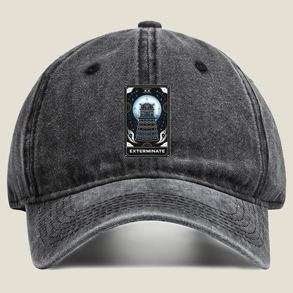 Dalek Exterminate Tarot Card - Washed Denim - Baseball Cap