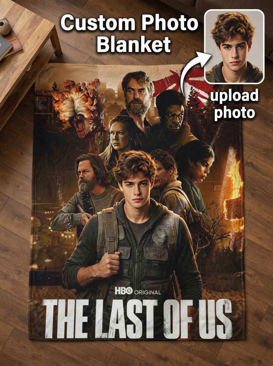 Custom Photo Face Blanket Personalized Movie Poster Graphic Soft Lightweight Anti-Pill Warm Flannel Throw for Couch Bed