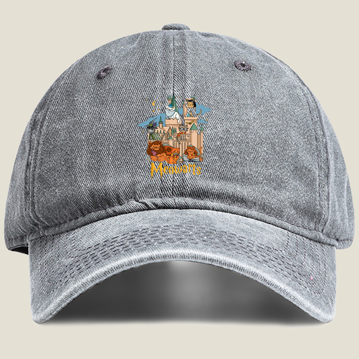 Meowarts: Cats in a Magical Castle - Washed Denim - Baseball Cap