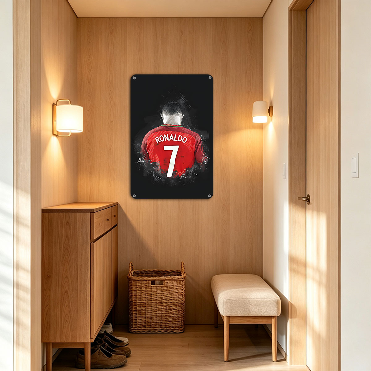 Ronaldo in Red Jersey, Number 7, Back View - painting