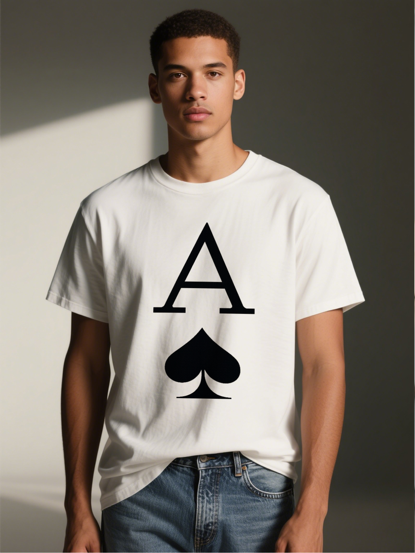 Men's Printed T-Shirt Ace of Spades Graphic Design Casual Round Neck Summer Lightweight Breathable Short Sleeve Tee for Gaming Casino Events Adults