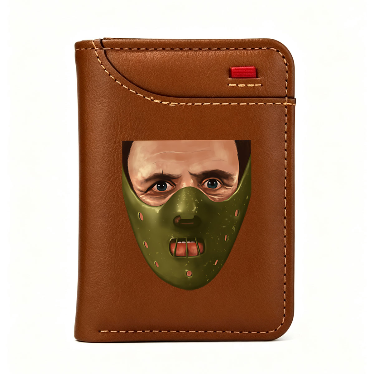 Bane from The Dark Knight Rises, wearing his iconic green mask with a menacing expression. - Vertical Style Wallet