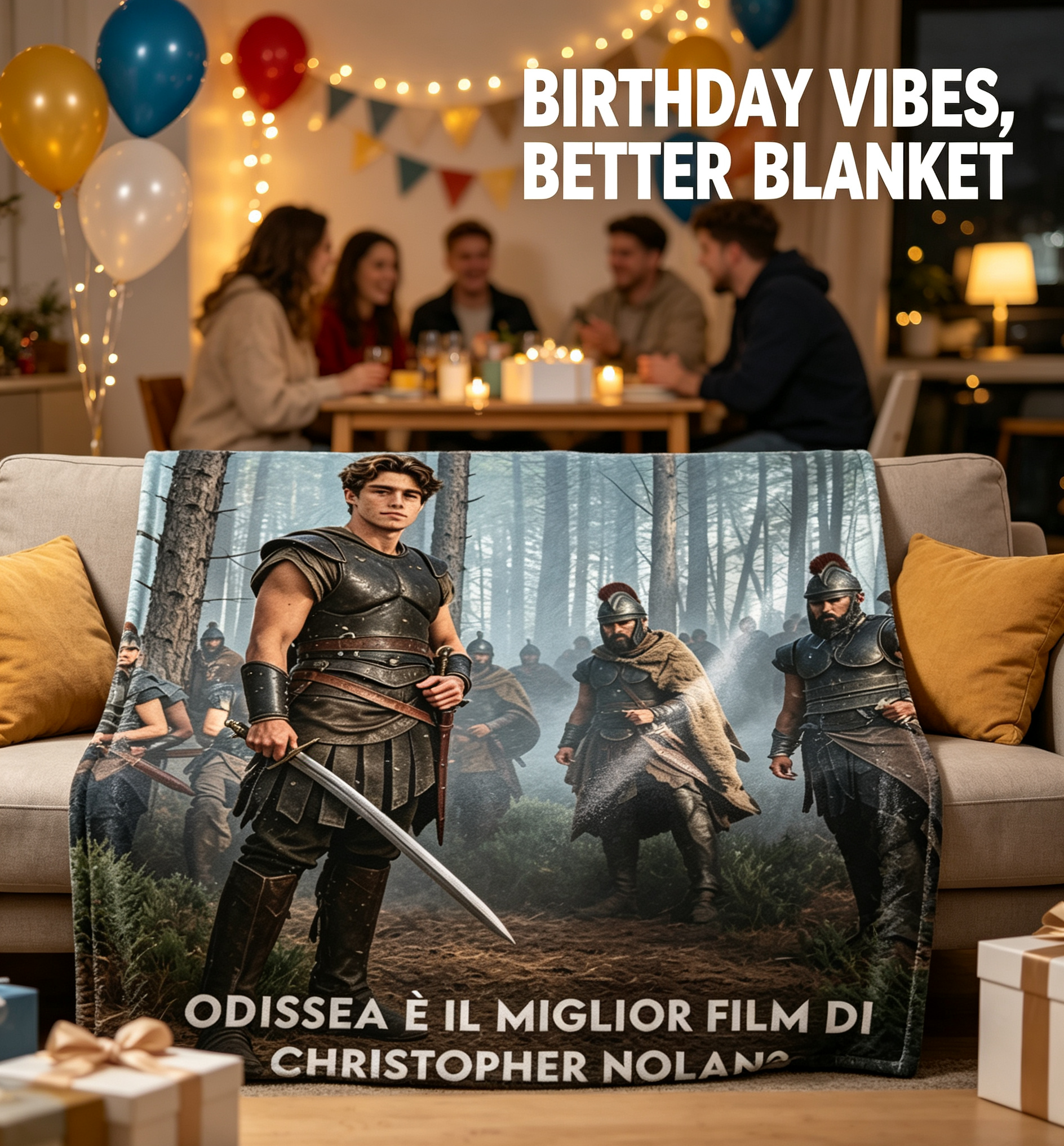 Custom Face Blanket Featuring Odysseus Warrior Design Flannel Blanket for Cozy Nights and Movie Fans Perfect Gift or Giveaway Item
