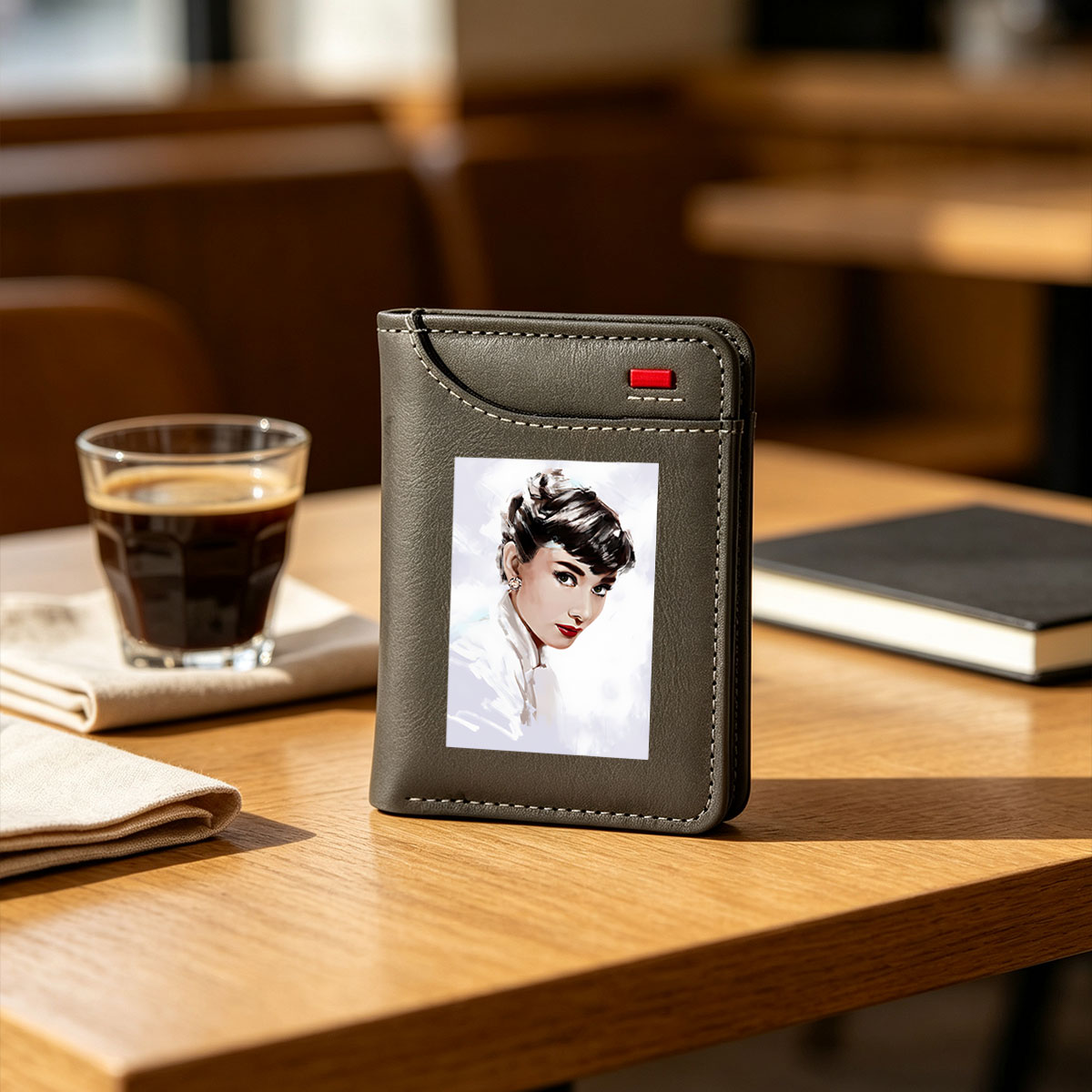 Audrey Hepburn in Classic White Portrait - Vertical Style Wallet