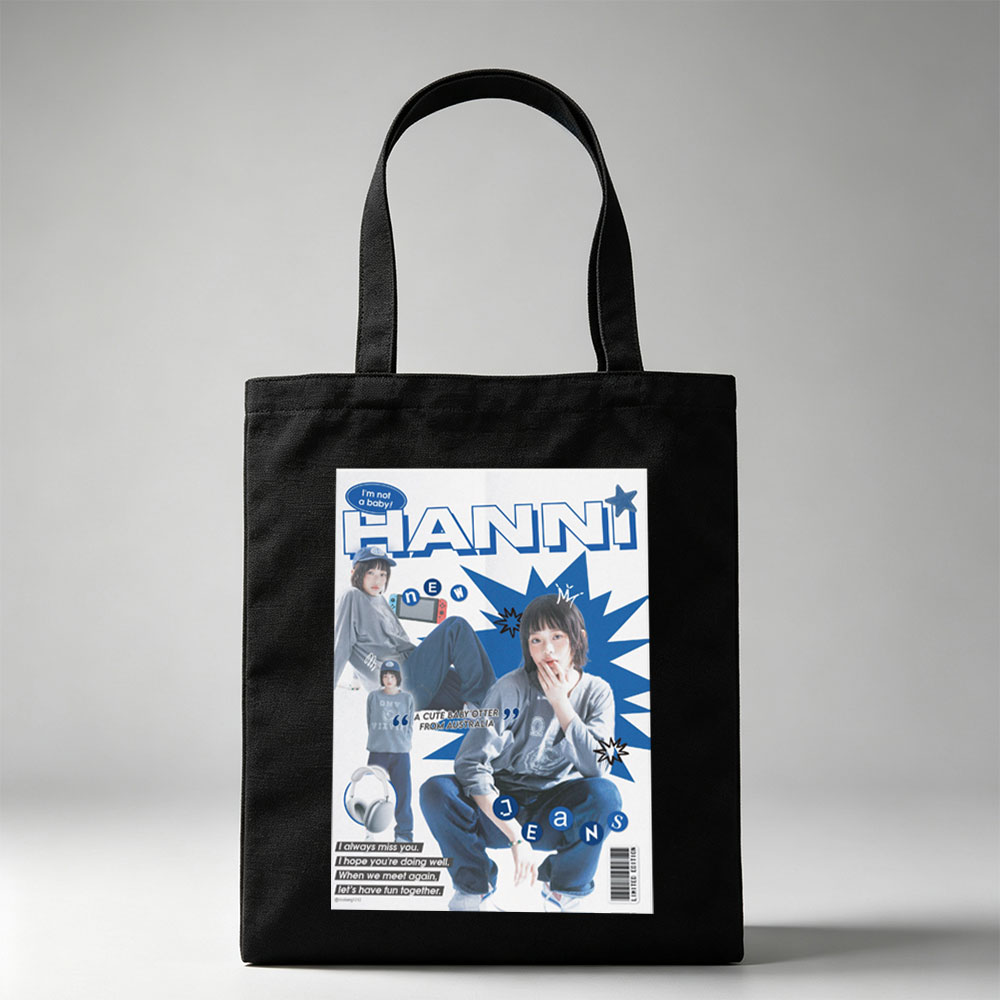 HANNI New Jeans Cover Feature: A Cute Baby Otter from Australia in Stylish Streetwear and Headphones - Canvas tote bags