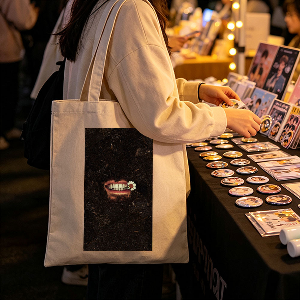 The Weeknd in Dark Soil with a Flower in His Mouth - Canvas tote bags