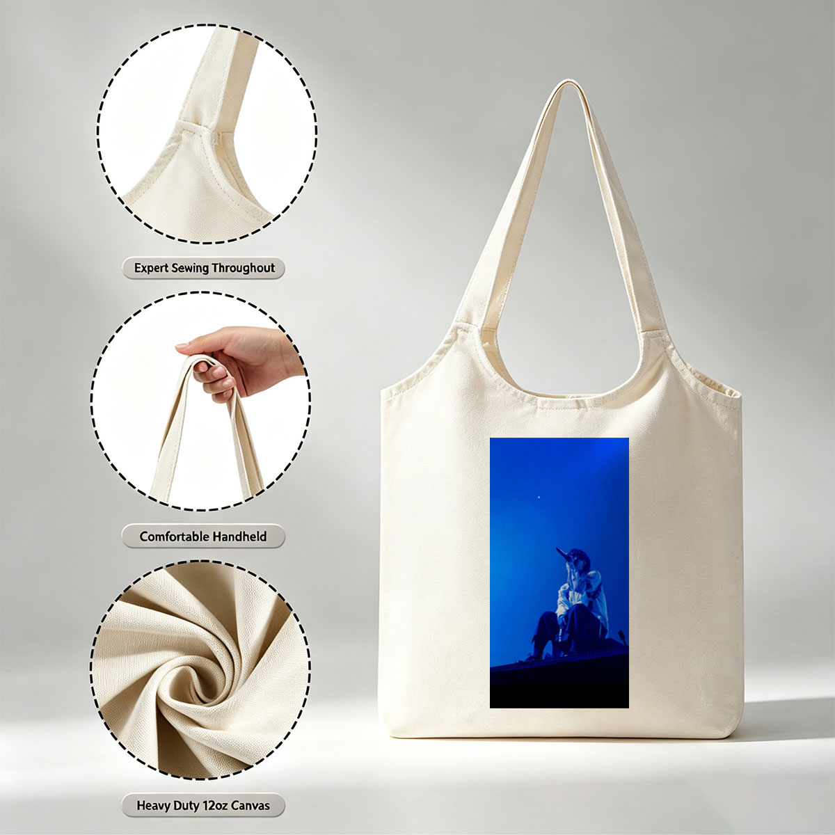 Troye Sivan Performing on Stage Under Blue Lighting - Canvas shoulder bags/
