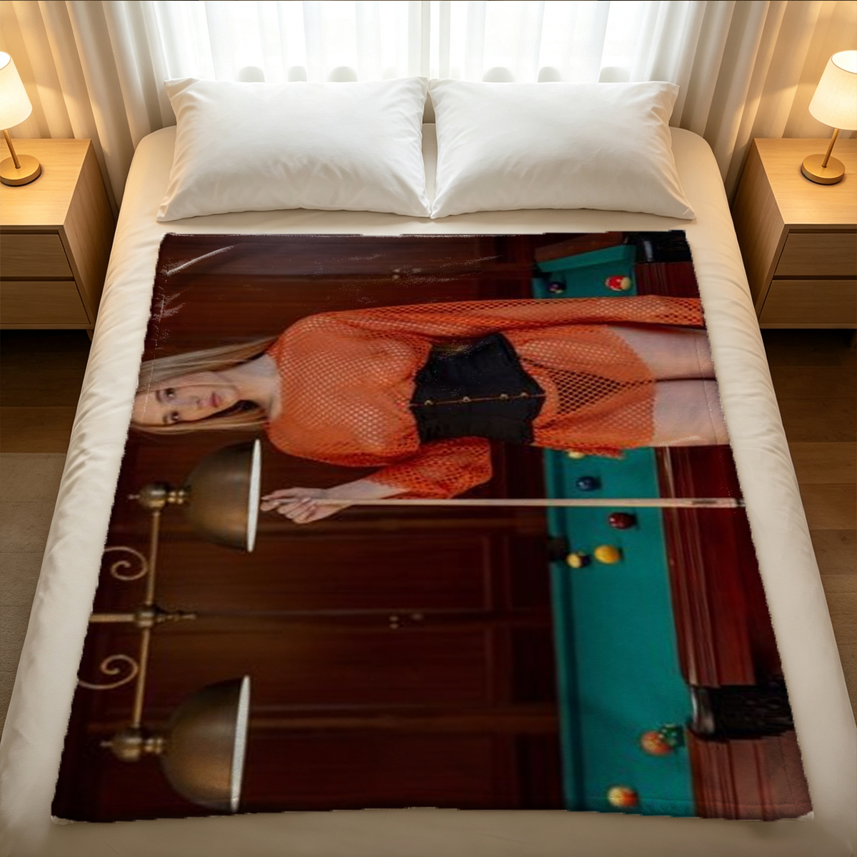 Nude Japanese Woman Kneeling in Traditional Room - Blanket