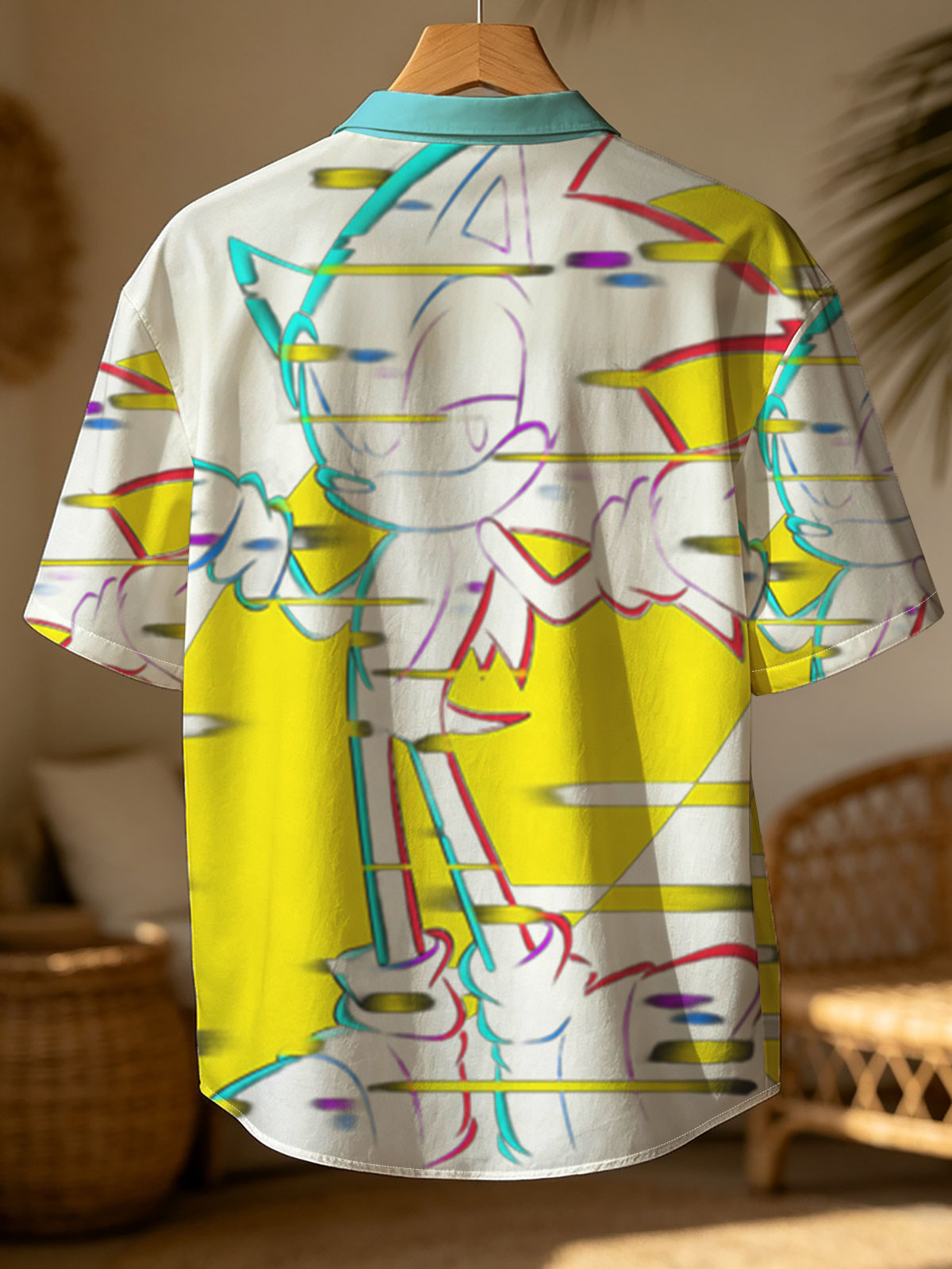 Sonic the Hedgehog in Neon Glitch Art Style -  Shirt