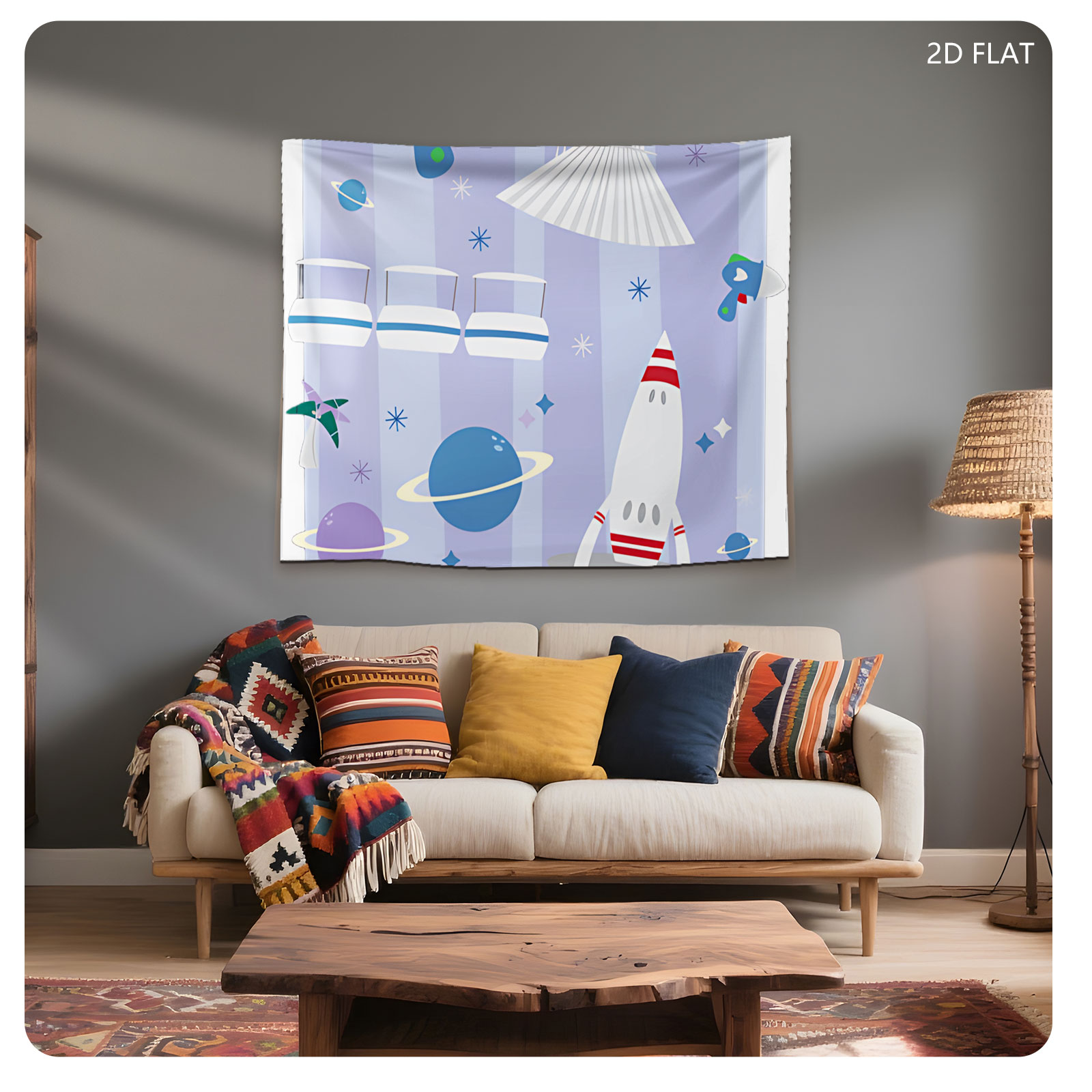 Tomorrowland: Space Adventure with Rockets and Planets - Tapestry