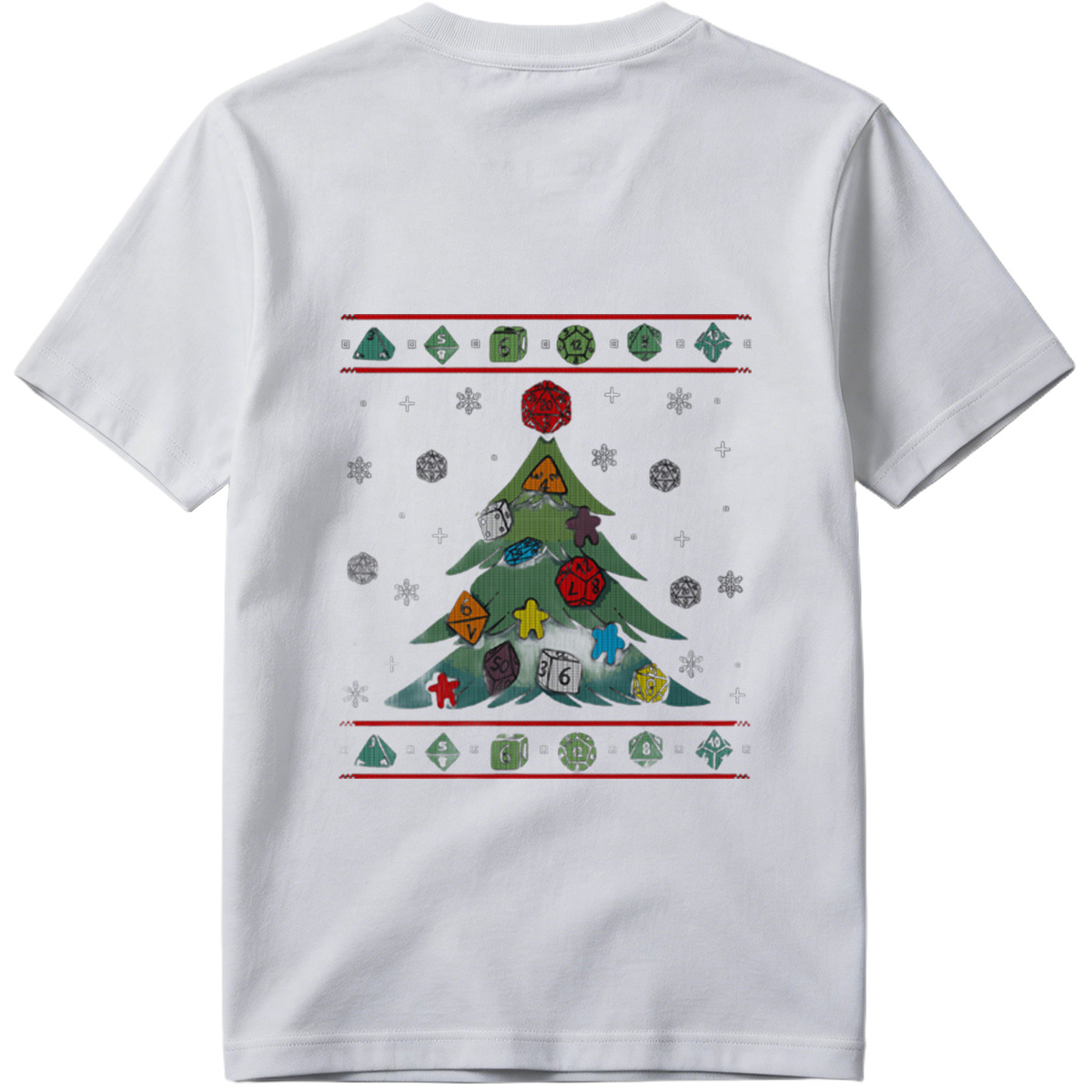 D&D Christmas Tree with Polyhedral Dice Decorations - Tee