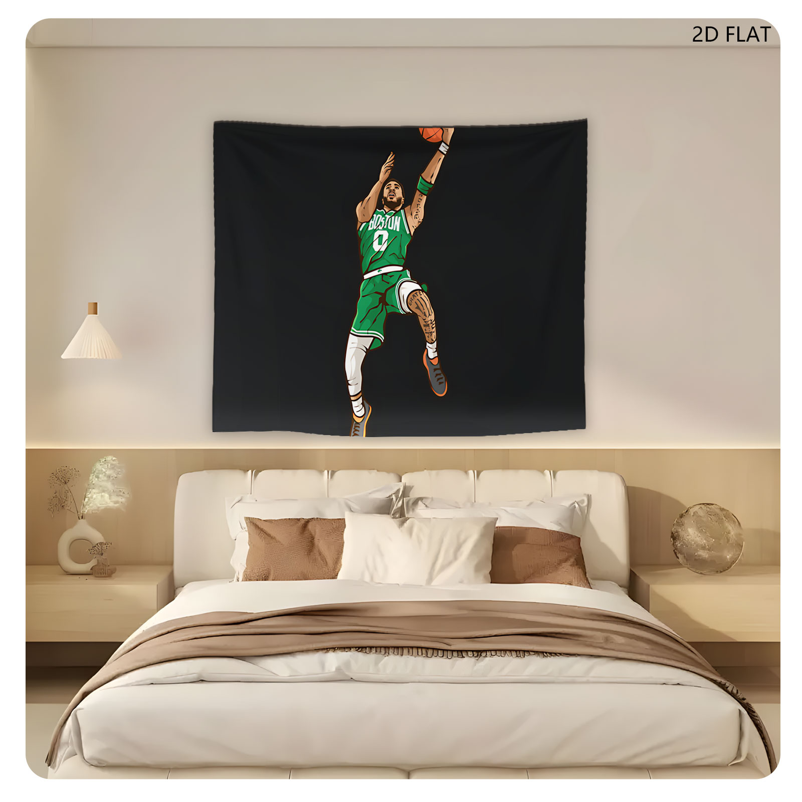 Jayson Tatum in Boston Celtics Jersey Dunking Basketball - Tapestry