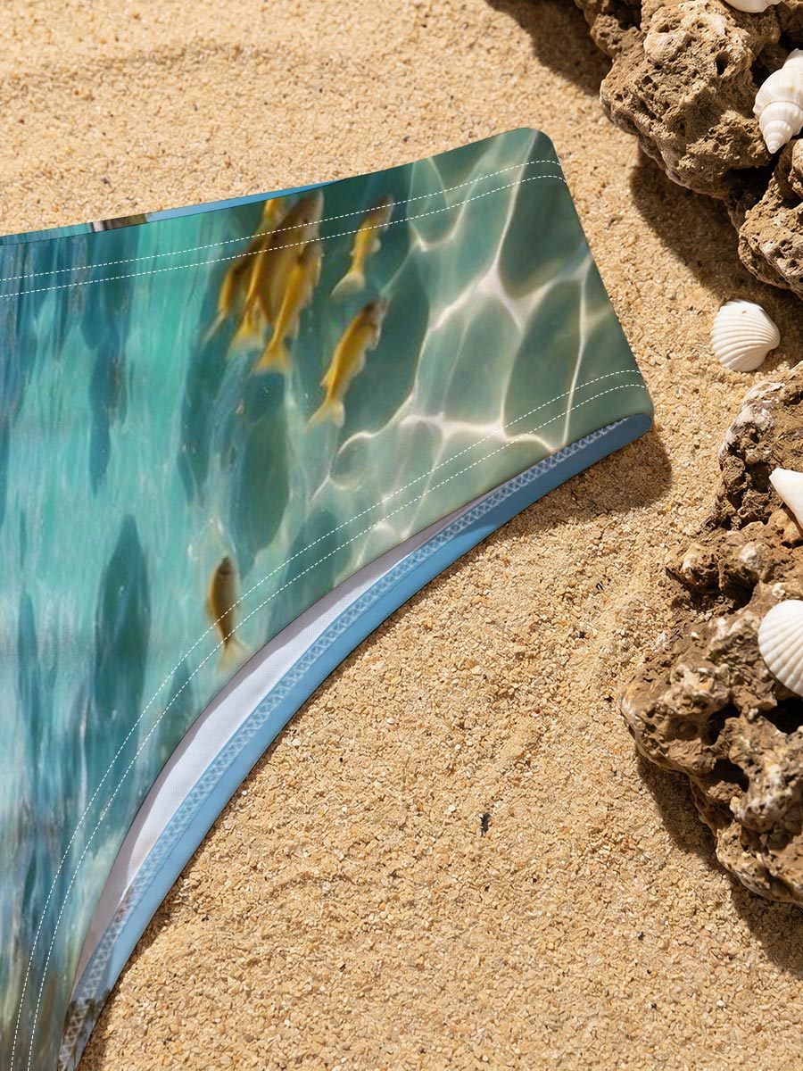 Tropical Beach with Palm Trees and Clear Water -  Men's swim trunks