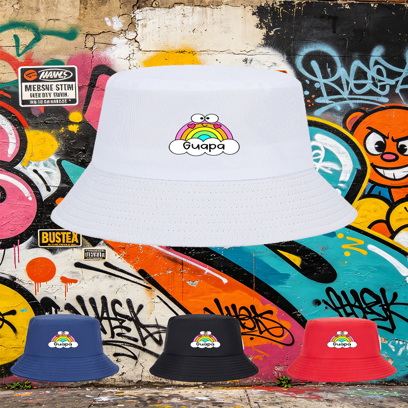 Unisex Classic Bucket Hat with Rainbow Face and 