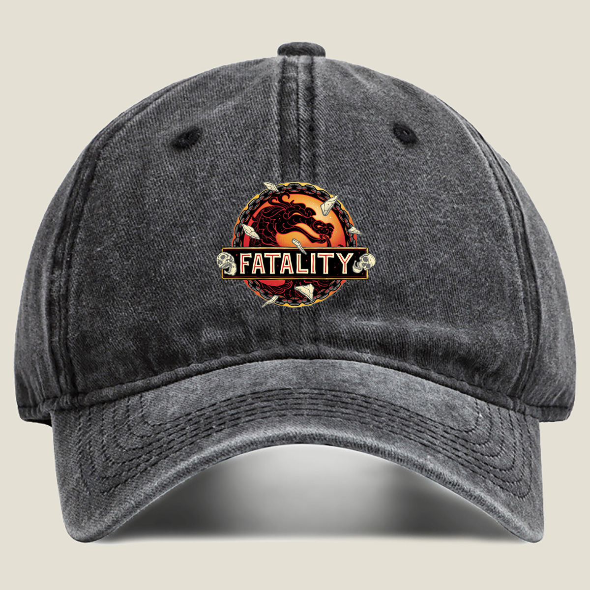Mortal Kombat Fatality Logo - Washed Denim - Baseball Cap