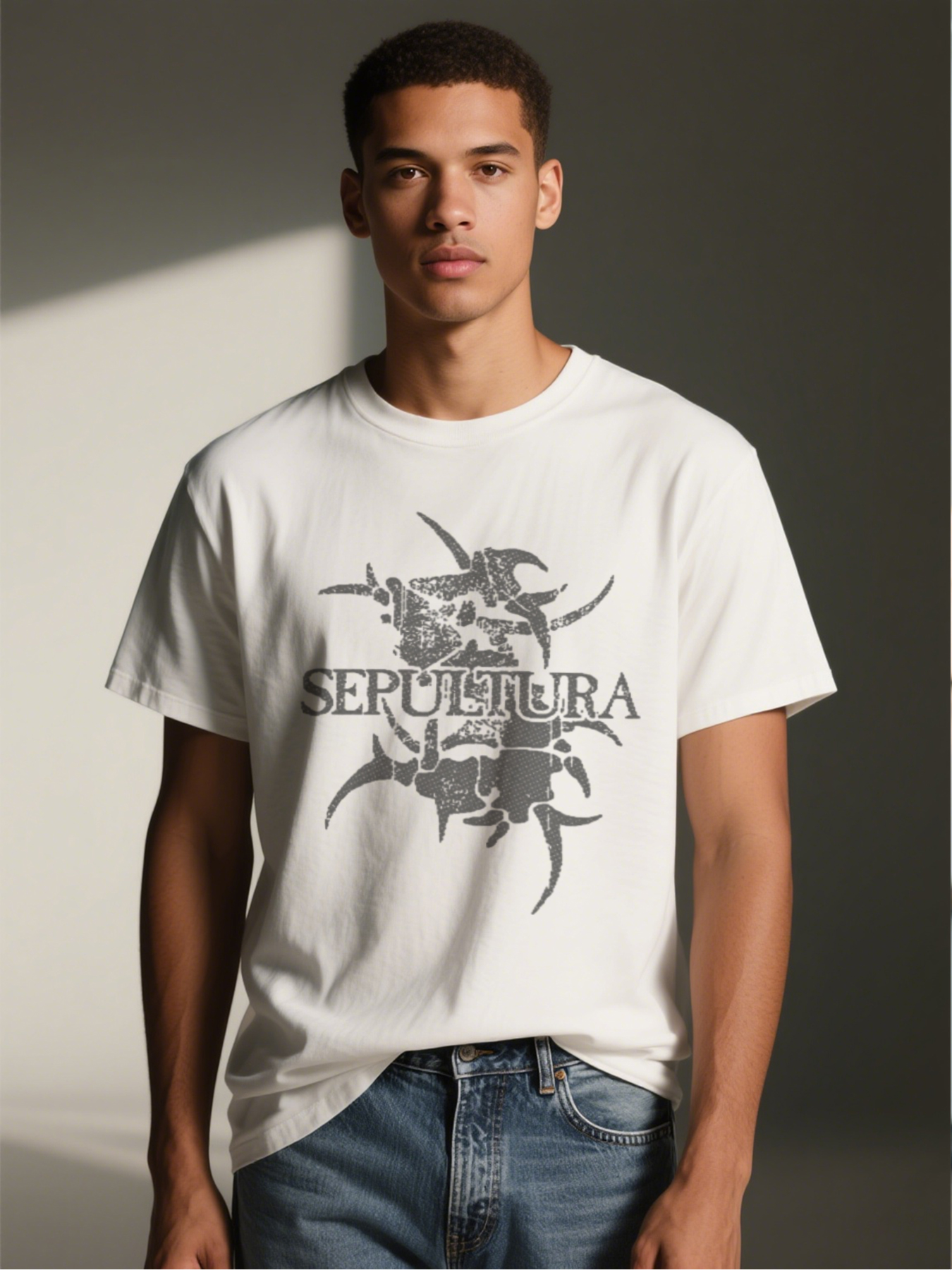Men's Printed T-Shirt Sepultura Band Logo Graphic Design Casual Round Neck Summer Lightweight Breathable Short Sleeve T-Shirt for Music Fans and Metal Rock Enthusiasts