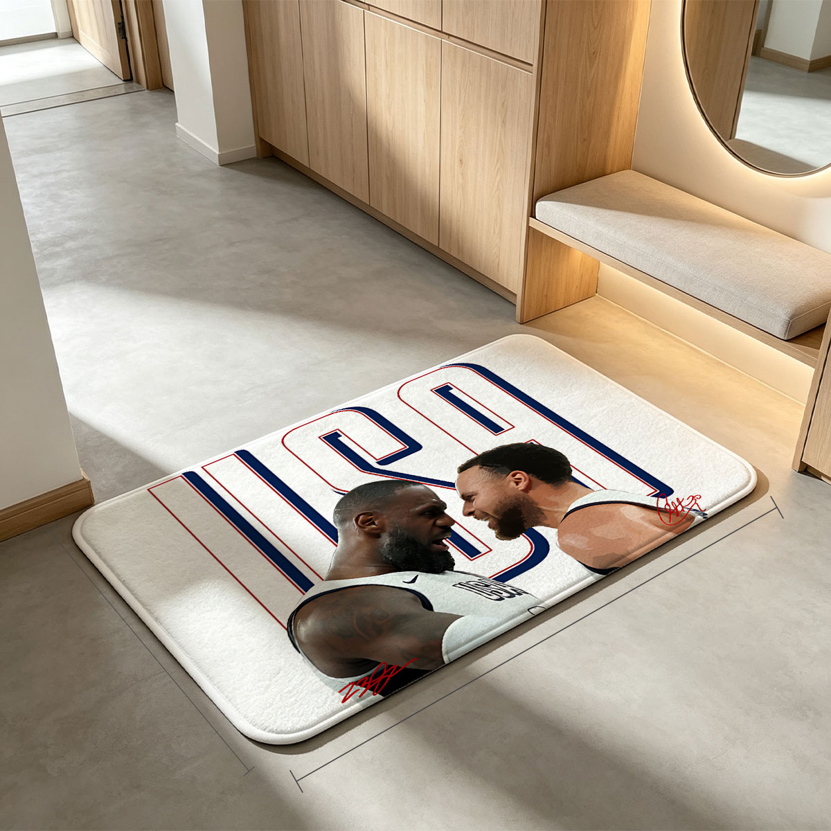 James and Curry: USA Basketball Stars at 2024 Paris Olympics - Flannel floor mat