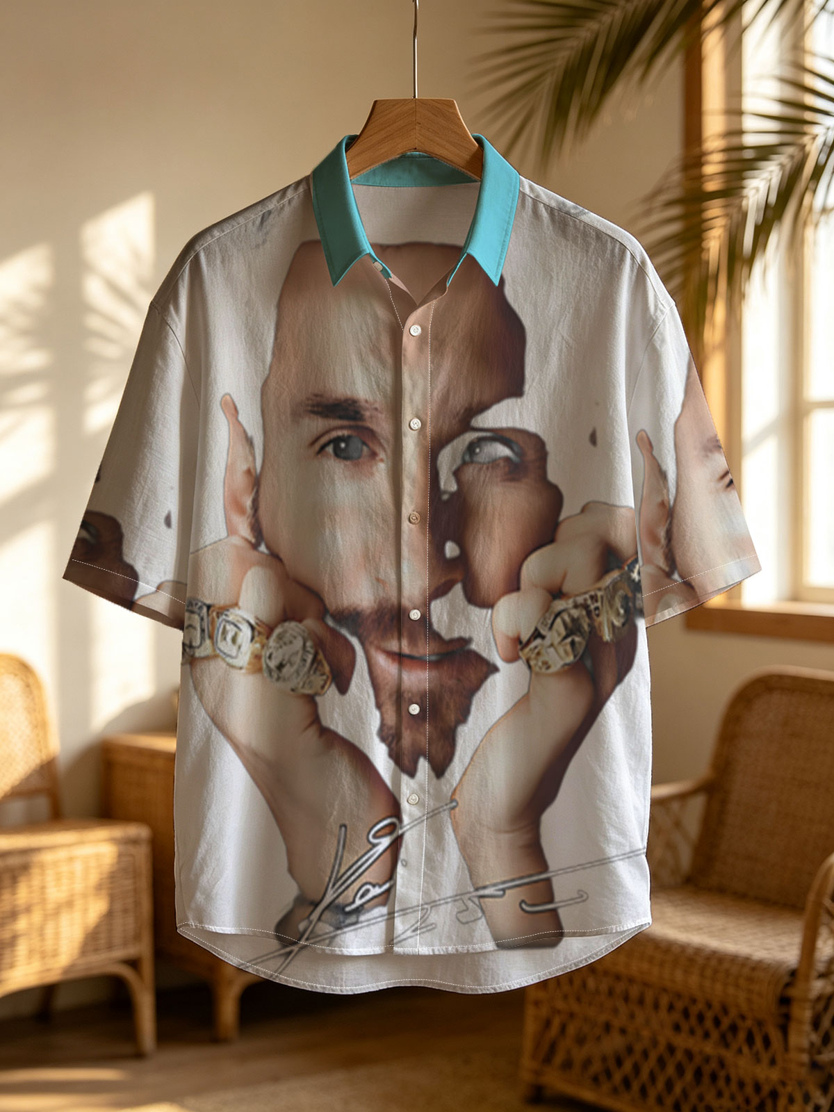 Lionel Messi with Championship Rings Signature Portrait -  Shirt