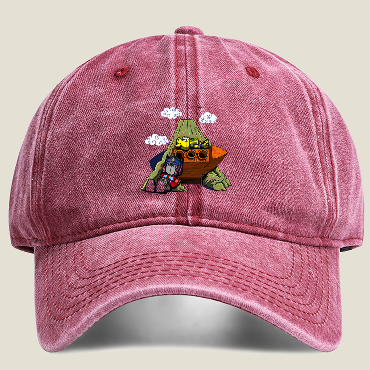 Transformers: Optimus Prime and Bumblebee at the Ark - Washed Denim - Baseball Cap