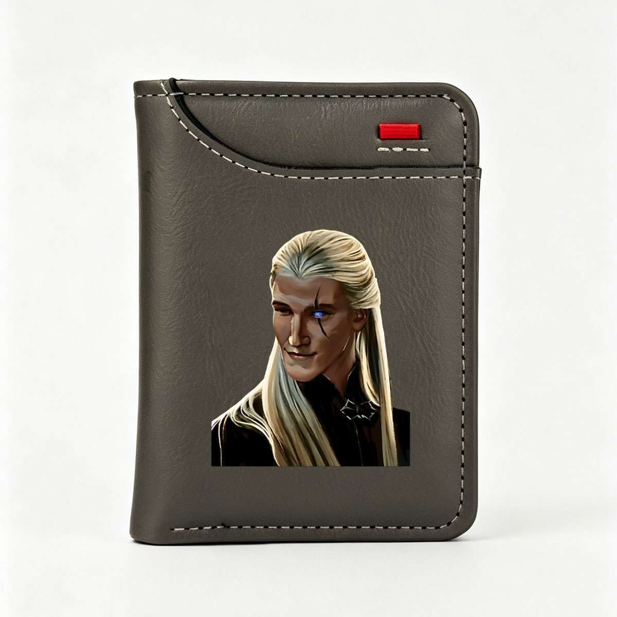 Elven Warrior with Glowing Blue Eye and Long Blonde Hair - Vertical Style Wallet