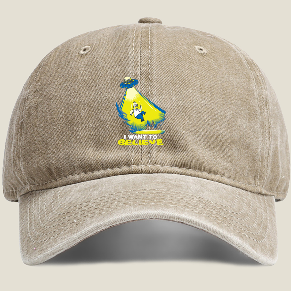 The Simpsons Homer Abduction I Want to Believe - Washed Denim - Baseball Cap