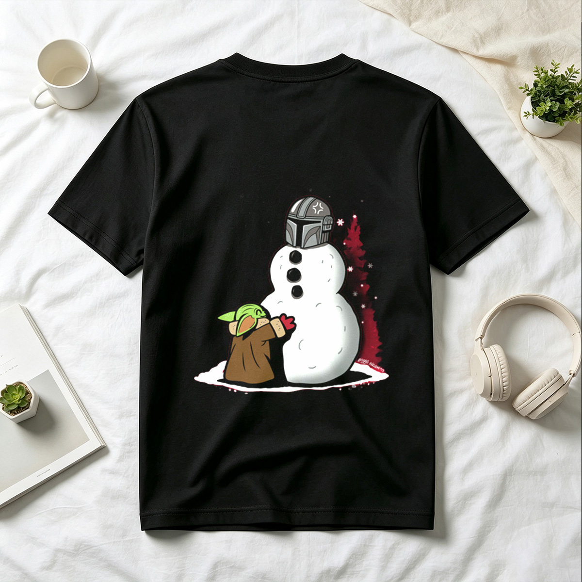 Mandalorian Snowman with Grogu - Tee