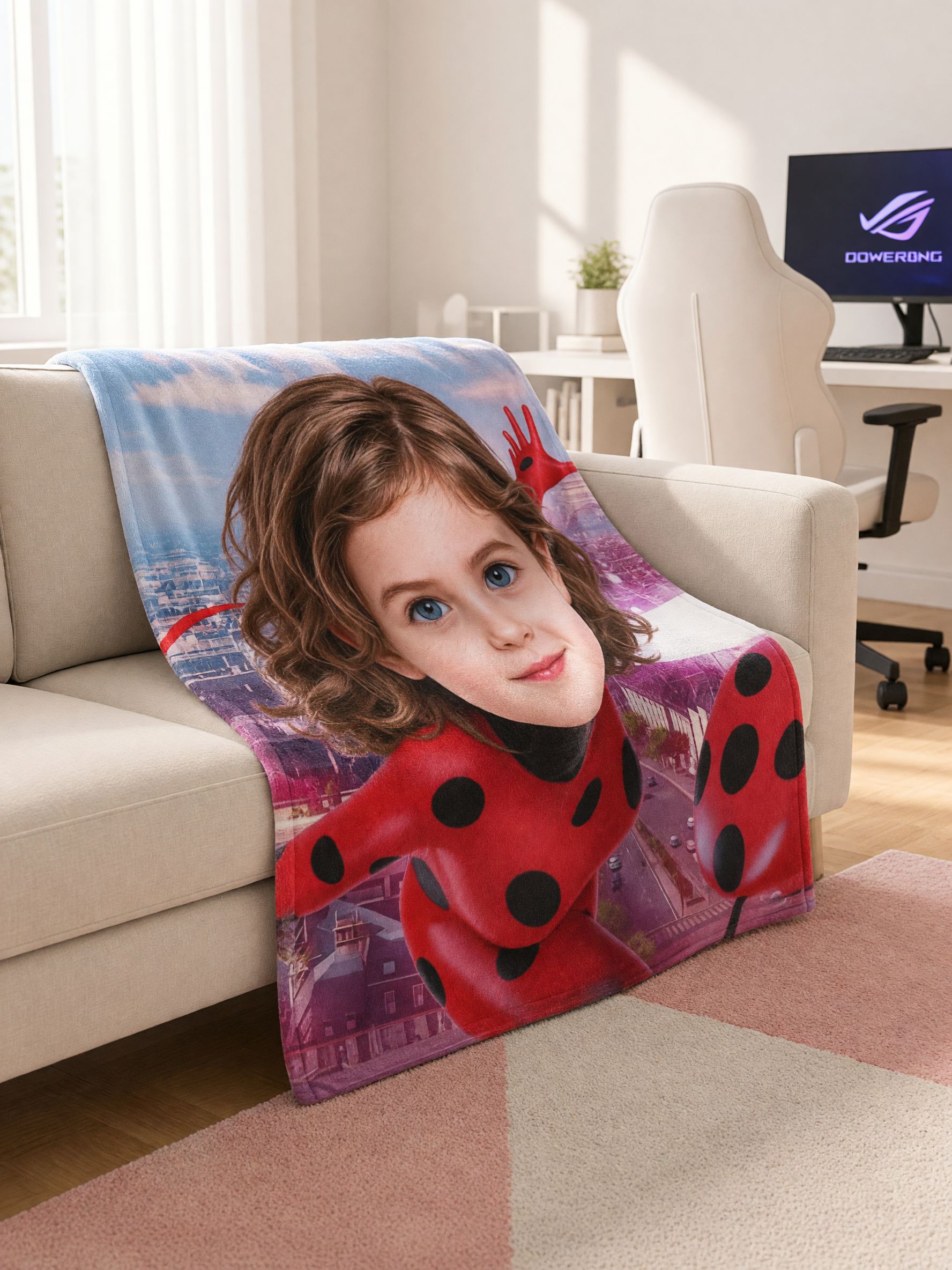 Custom Face Photo Blanket, Personalized Superhero Flannel Throw, Ultra Soft Plush Bed Fleece, Ideal Personalized Gift