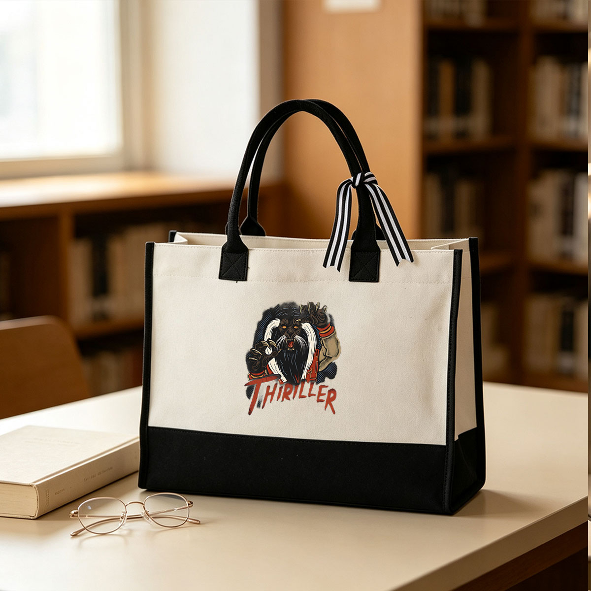 Thriller: Michael Jackson's Iconic Dance Monster Transformation - Canvas patchwork gift tote bag