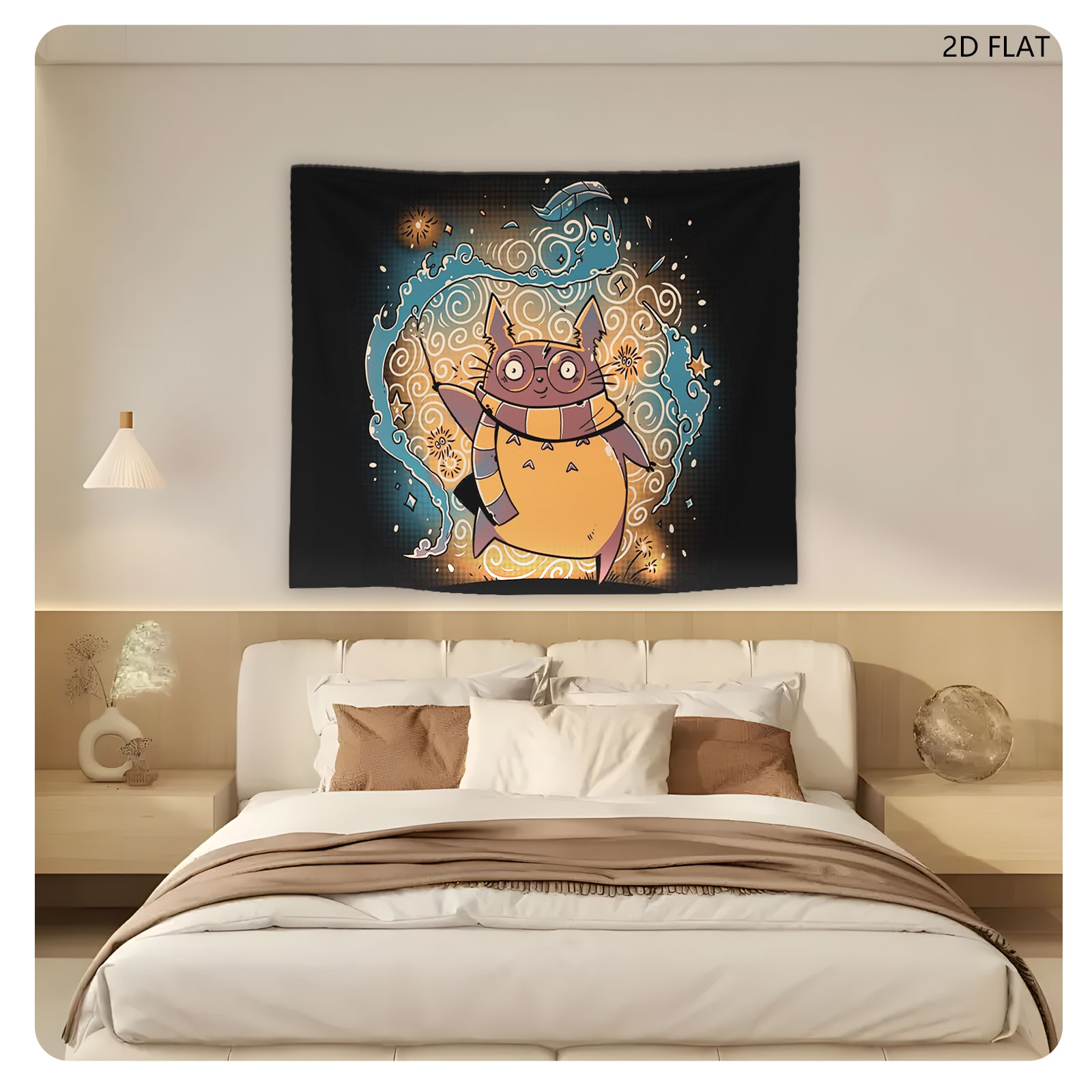 Whiskers the Wizard Cat in a Magical Swirl - Tapestry