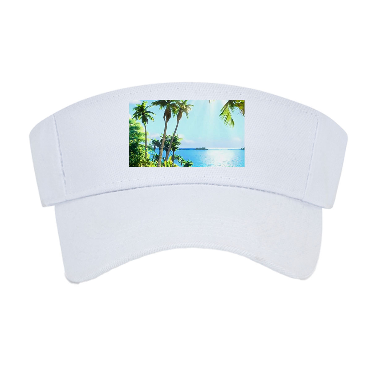 Tropical Paradise with Palm Trees and Crystal Clear Waters -  Visor cap