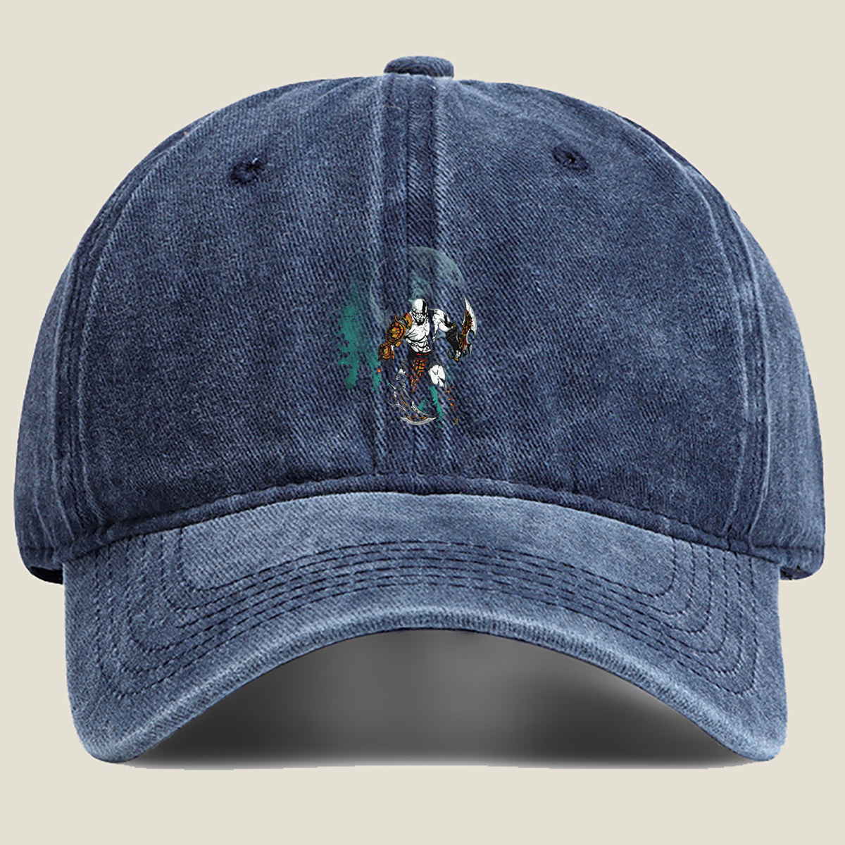 Kratos of God of War - Washed Denim - Baseball Cap