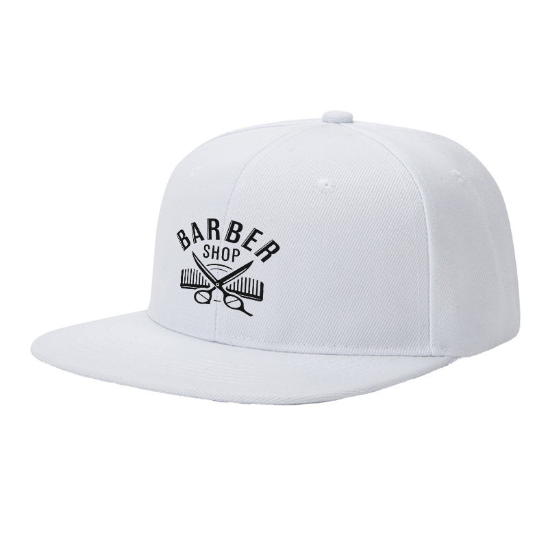 Flat Brim Baseball Cap Barber Shop Logo Print Streetwear Underground Skate Style for Basketball Court Skate Park Hip Hop Riders and Urban Fashion Enthusiasts