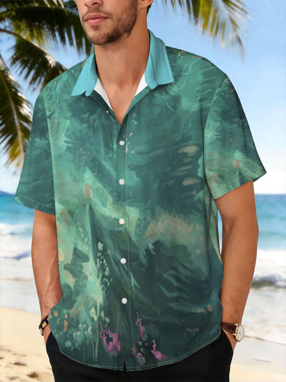 Underwater Scene with Colorful Fish and Coral -  Shirt