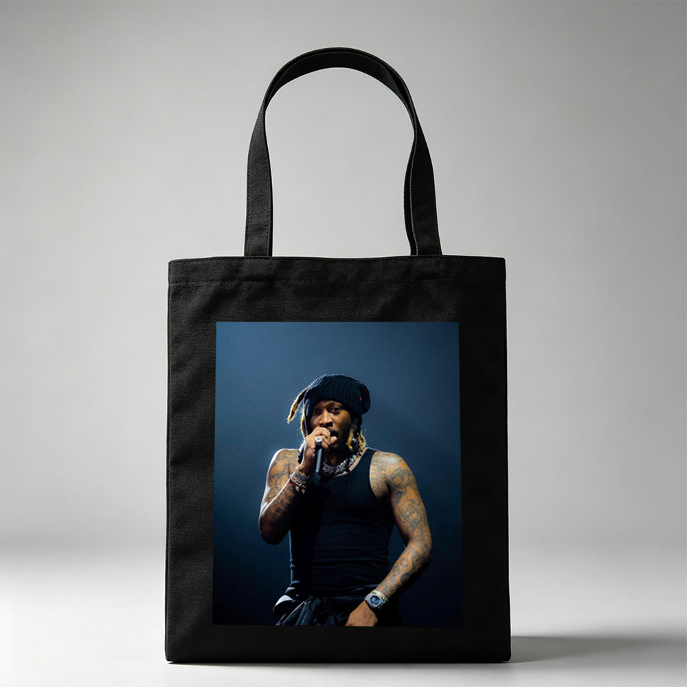 Lil Wayne Performing on Stage with Microphone in Hand - Canvas tote bags