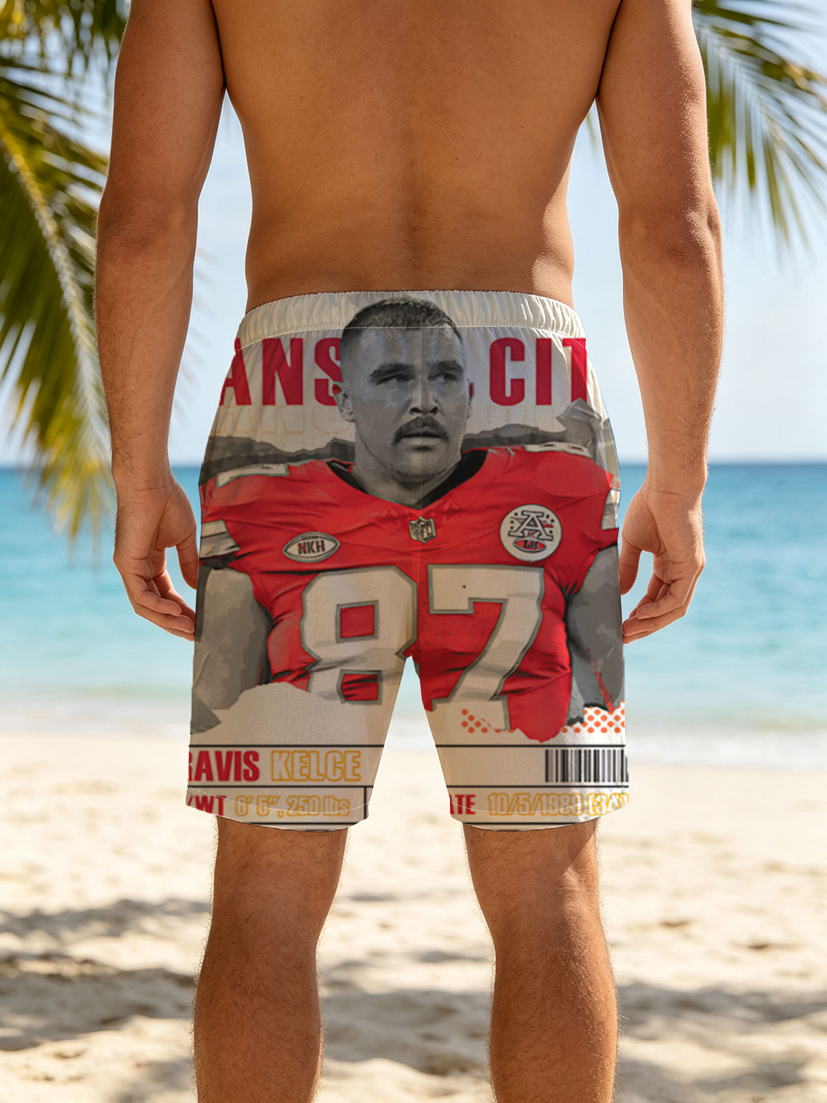 Travis Kelce, Kansas City Chiefs Tight End, #87, NFL Star -  Beach shorts