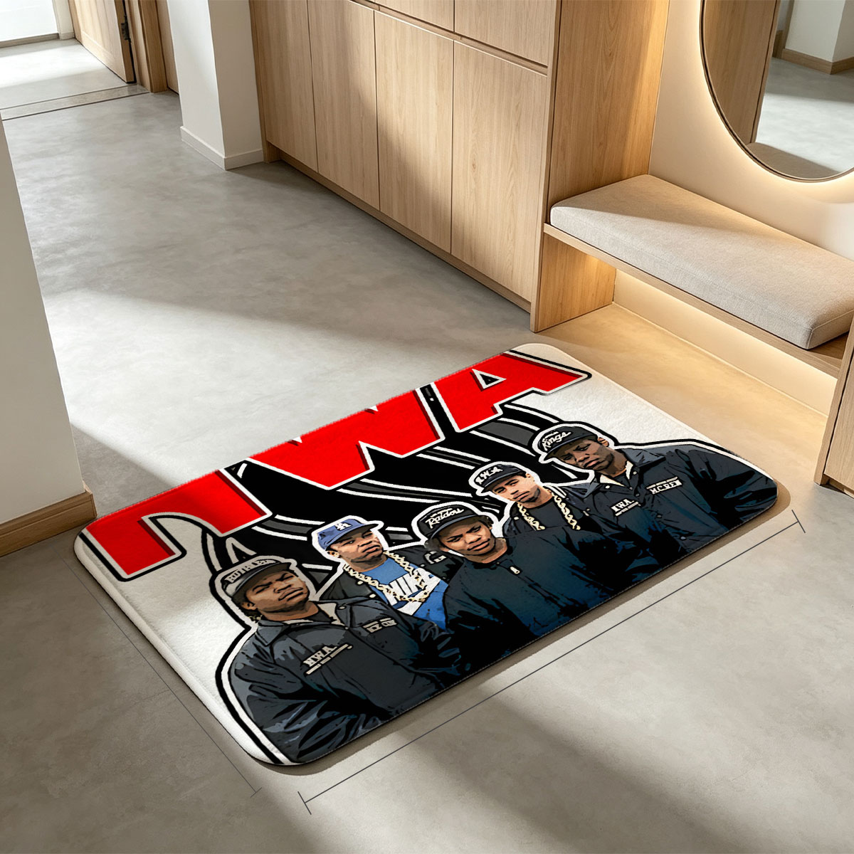 N.W.A. Members in Iconic Streetwear and Hats, Representing the Legendary Hip-Hop Group - Flannel floor mat