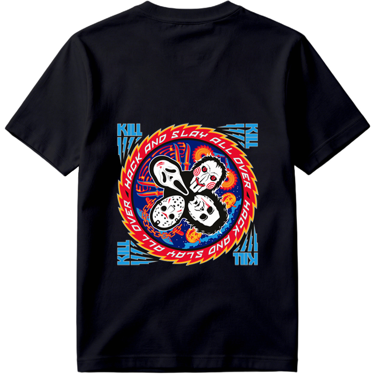 Halloween Horror Icons: Michael Myers, Ghostface, Leatherface, and Jigsaw - Tee
