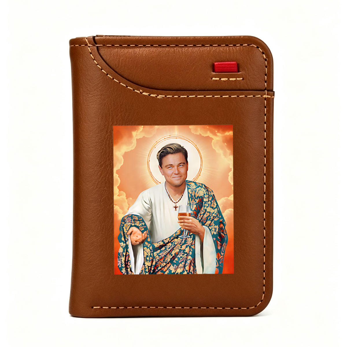 Leonardo DiCaprio as a Divine Figure Holding a Beer - Vertical Style Wallet