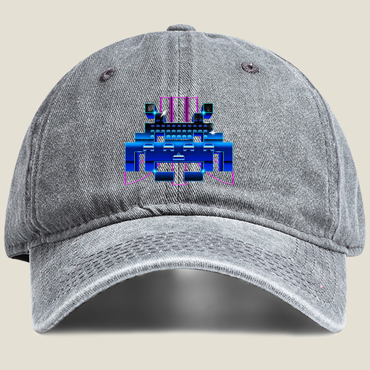 Space Invaders: Classic Arcade Encounter - Washed Denim - Baseball Cap