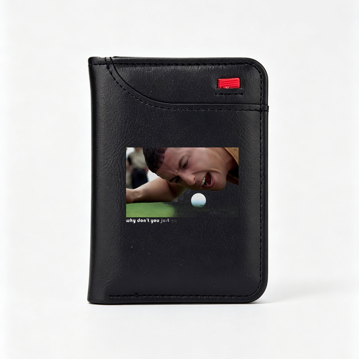 Golfer Reacts to Near Miss on Green - Vertical Style Wallet