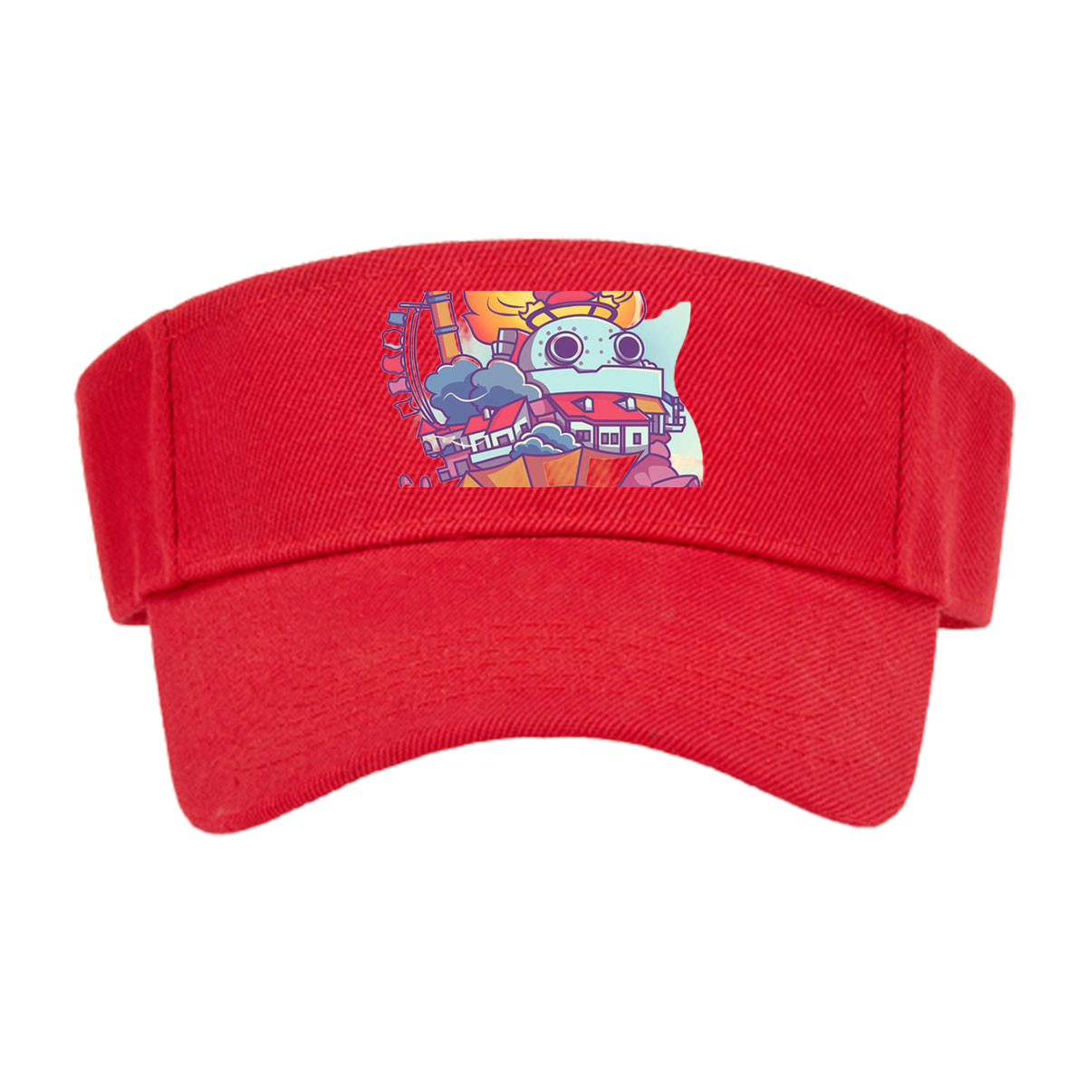 Flame-Powered Factory Crab with Industrial City on Back -  Visor cap