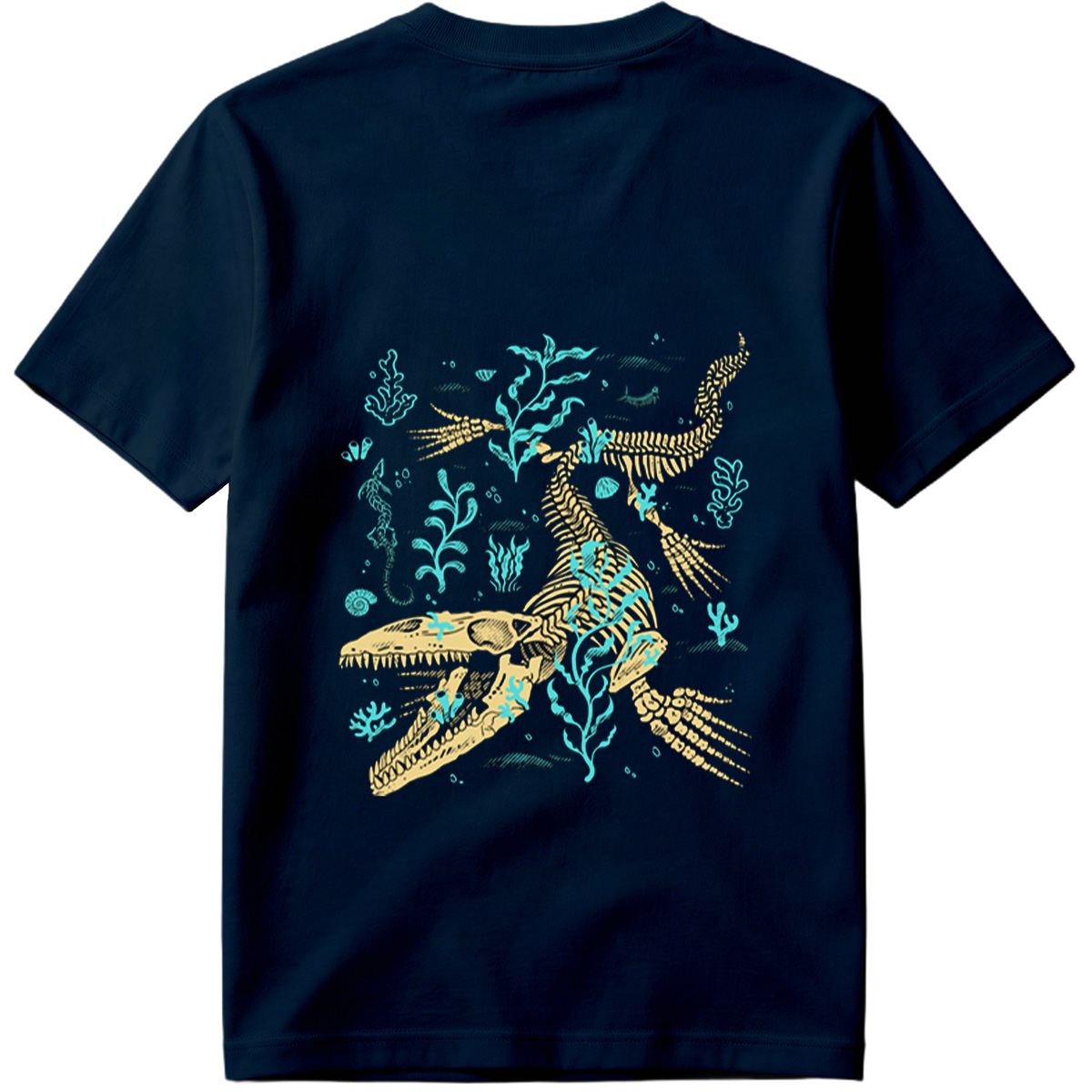 Mosasaurus Skeleton in Ocean Depths - Tee