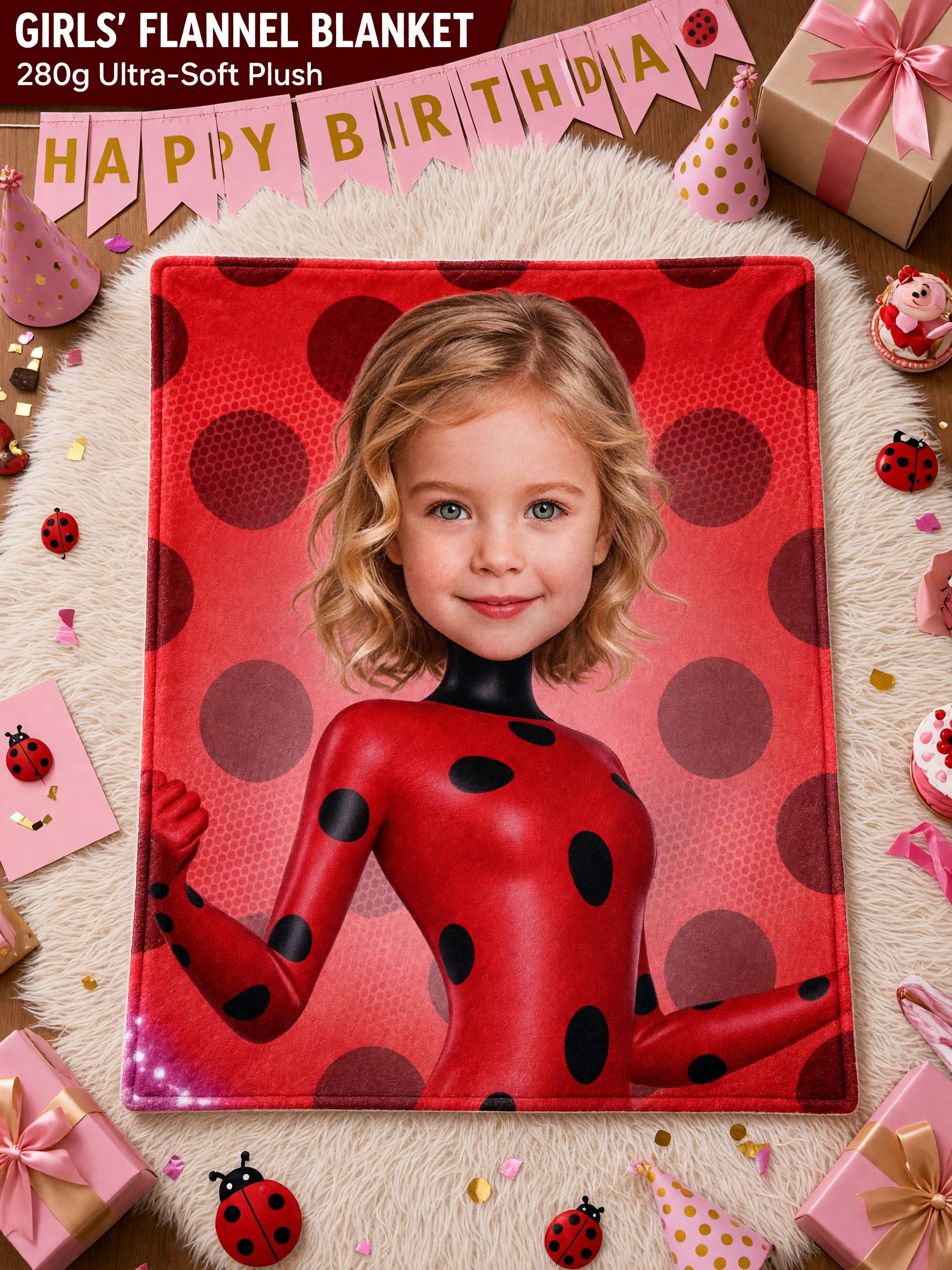 Custom Face Blanket Personalized Superhero Flannel Fleece Throw Soft Anti-Pilling Ideal Personalized Gift for Kids