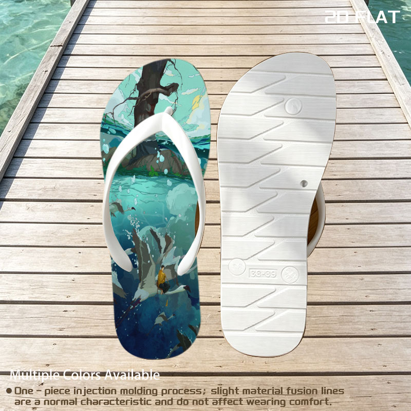 A boy rides a swan through a mystical underwater world beneath a giant tree. -  flip-flops
