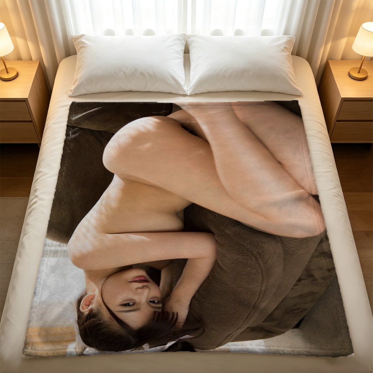 White Stockings on Glass Table Reflection - Blanket